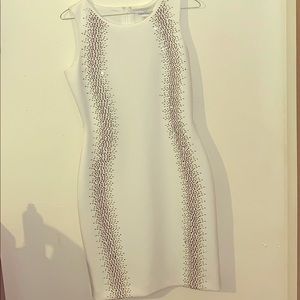 White Calvin Klein Dress Sleeveless w/rhinestones